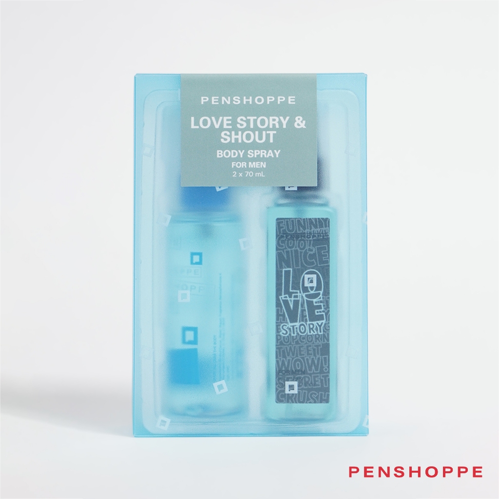 Penshoppe Love Story 70ML and Shout 70ML Body Spray Gift Set For Men ...