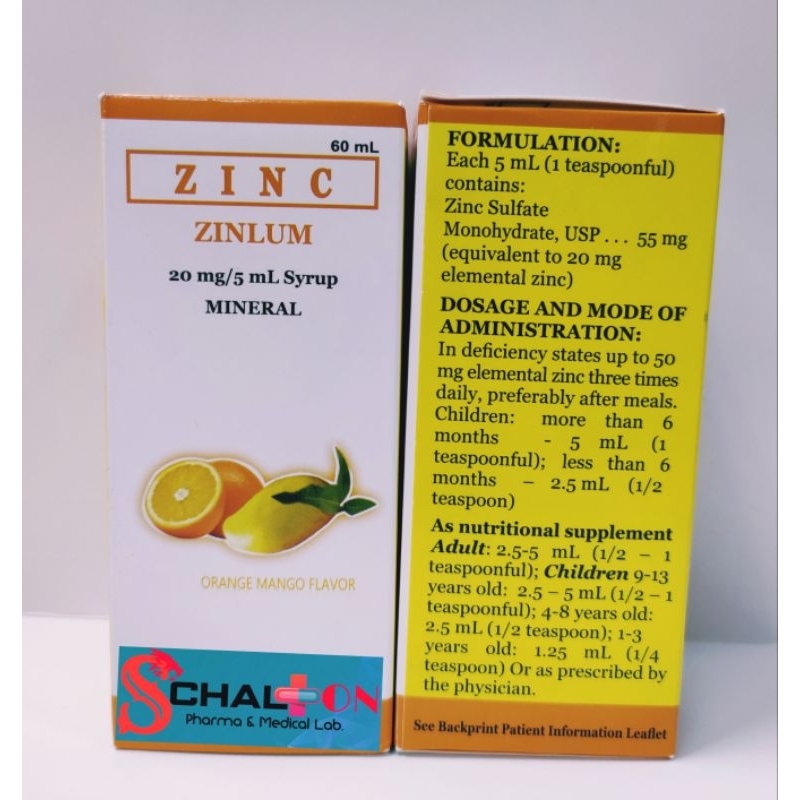 Zinlum (Zinc) 20mg/5mL Syrup 60mL | Shopee Philippines