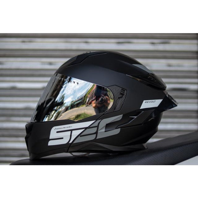 SEC HELMET REVOLT BRAND 2023 MATTE BLACK GRAY WITH FREE CLEAR LENS