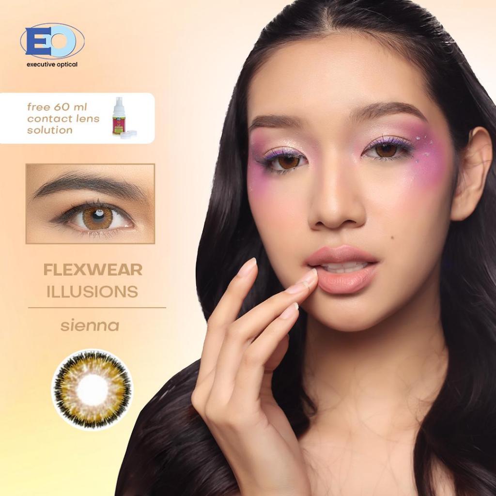 EO Flexwear Illusions Sienna Brown Contact Lens with Solution Set (12