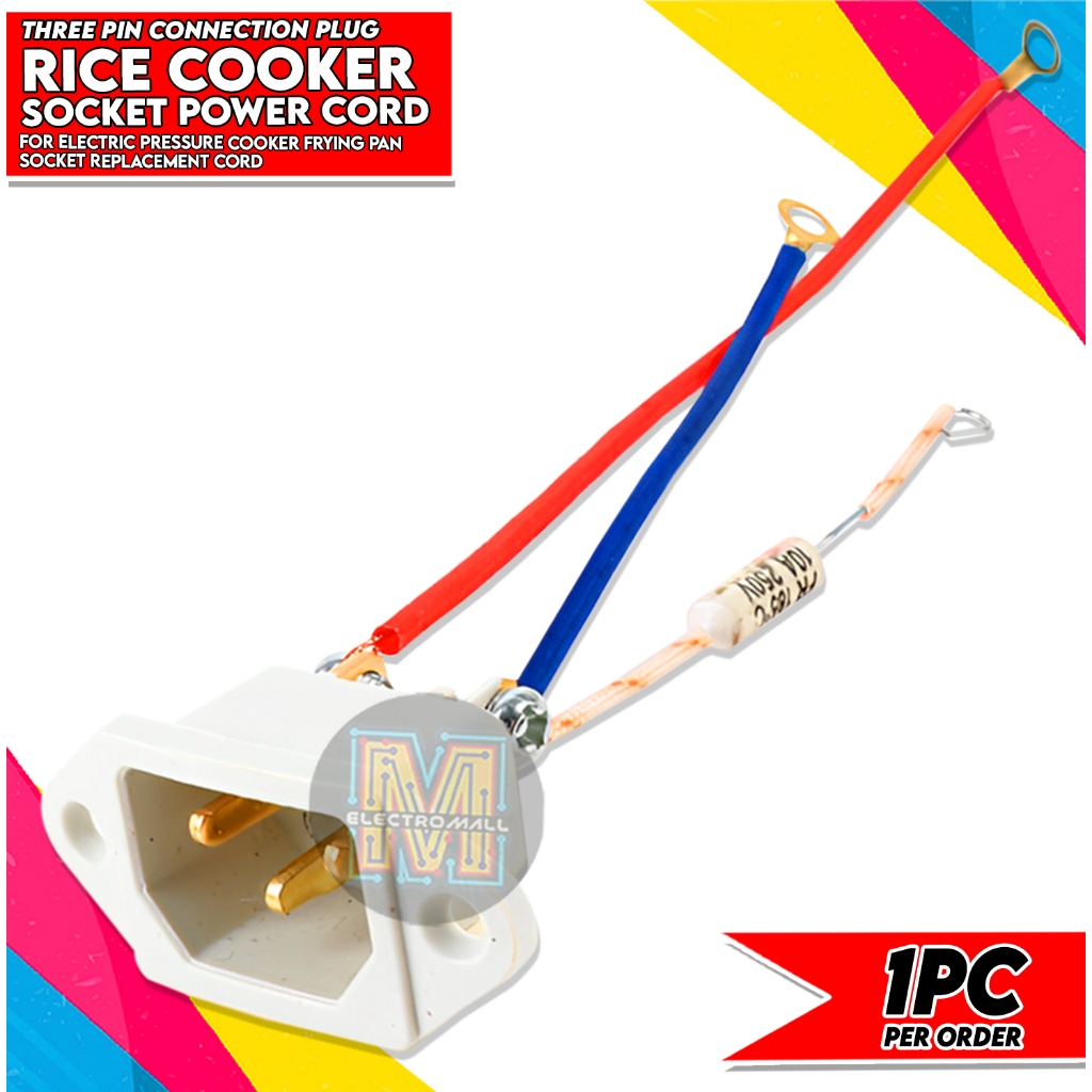 Rice Cooker Socket Power Cord 3 Pin Connection Plug for Electric ...