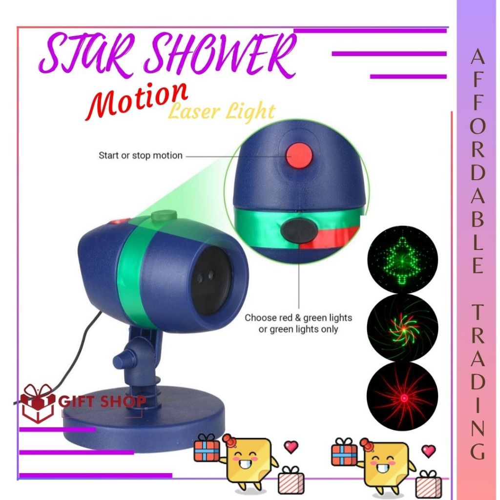 Star Shower Motion Laser Light Projector Indoor/Outdoor Christmas Light