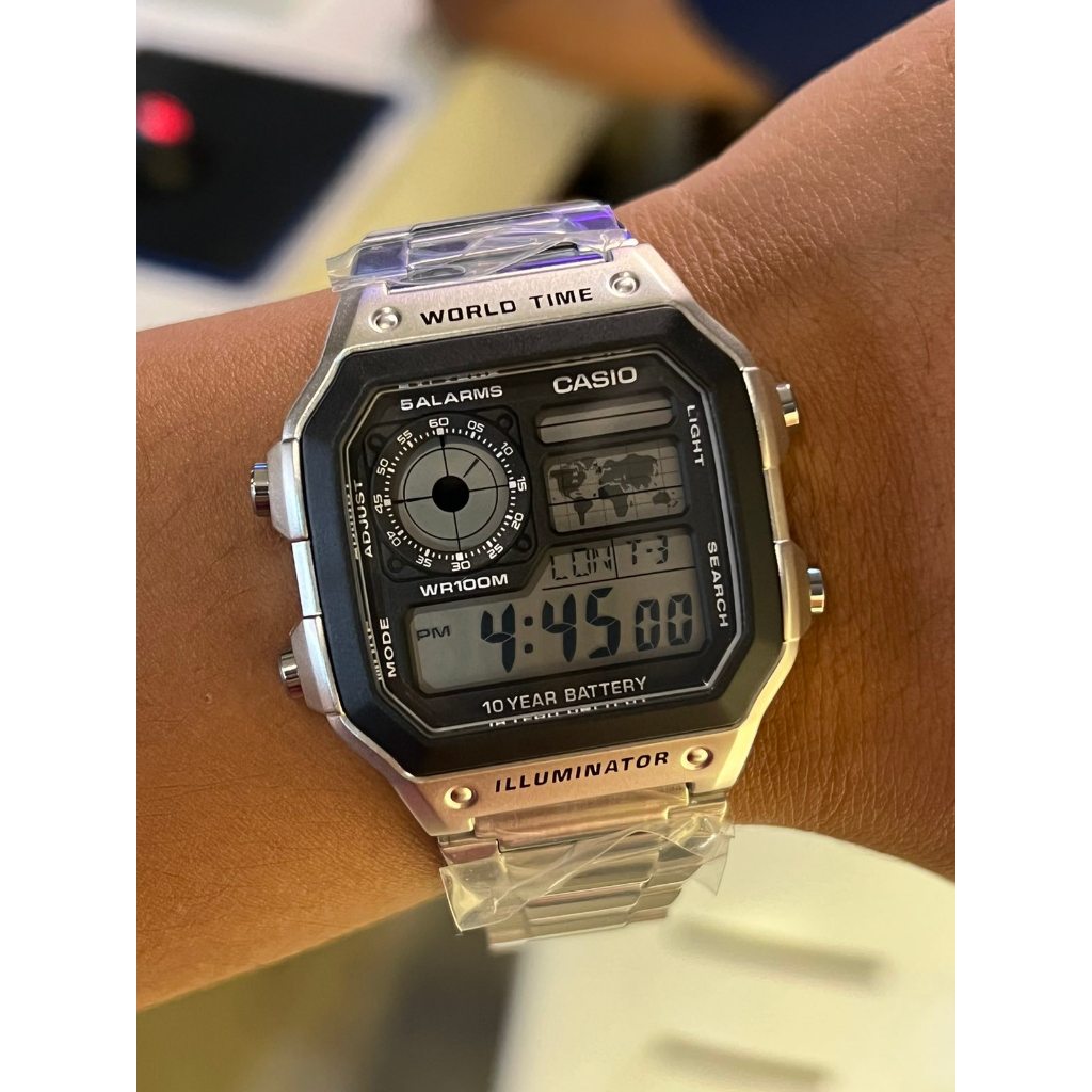 ORIGINAL CASIO World Time Digital Men s Watch AE 1200WHD 1AV Legit Casio Illuminator Digital Watch