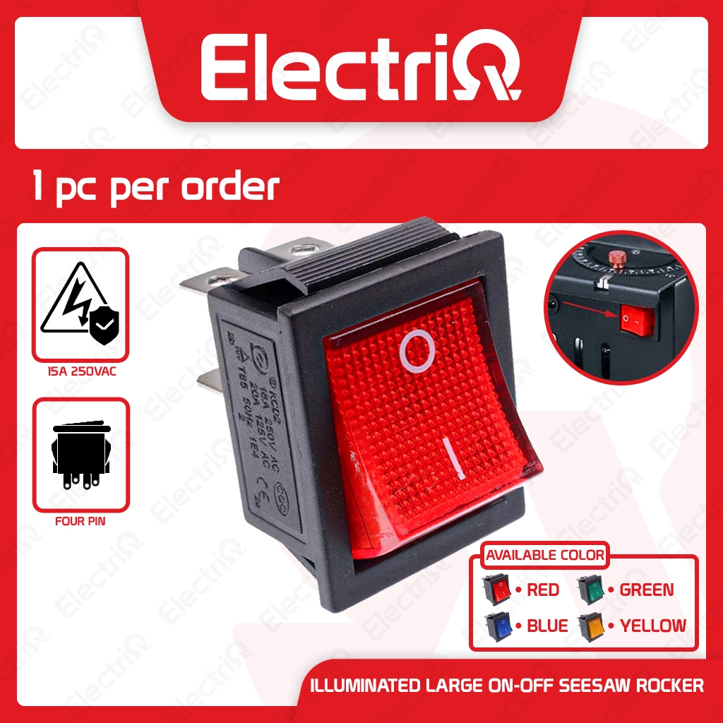 Electriq Illuminated Large On-Off Seasaw Rocker Switch On/Off 250V 4 ...