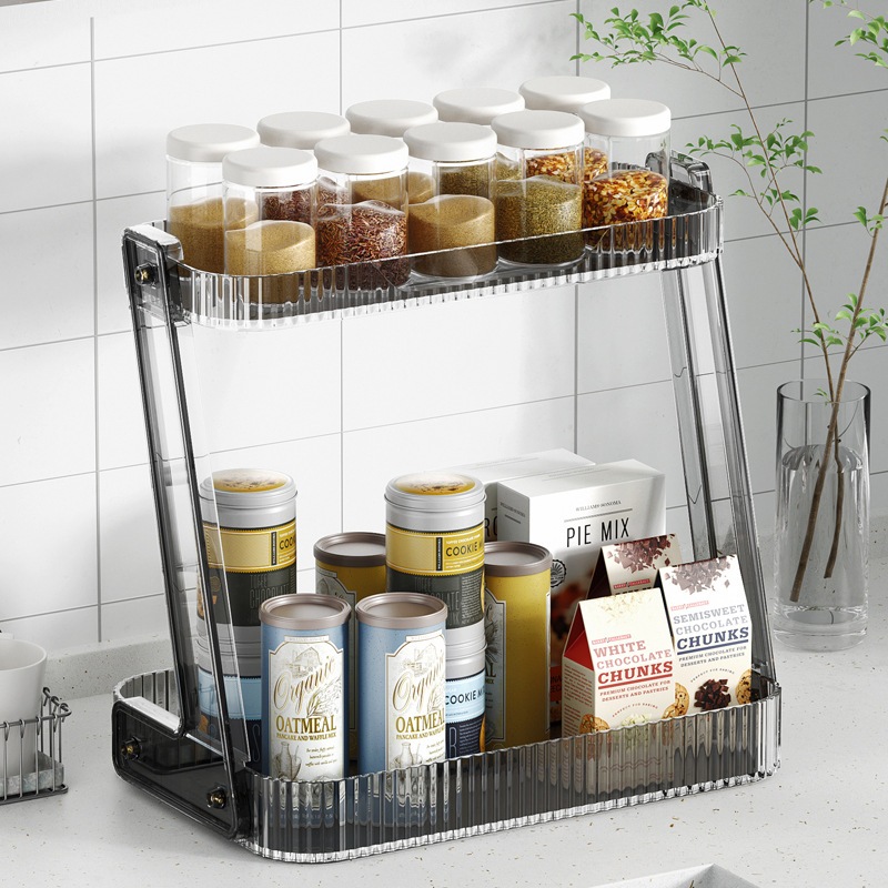M&A Elegant Looking Transparent Seasoning Rack Double-layer Kitchen ...