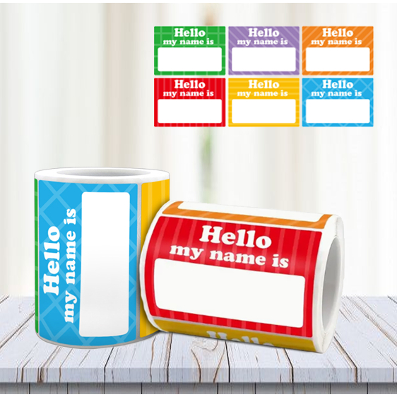 200Pcs/Roll Name Tag Sticker Label Colorful Name Stickers for School ...