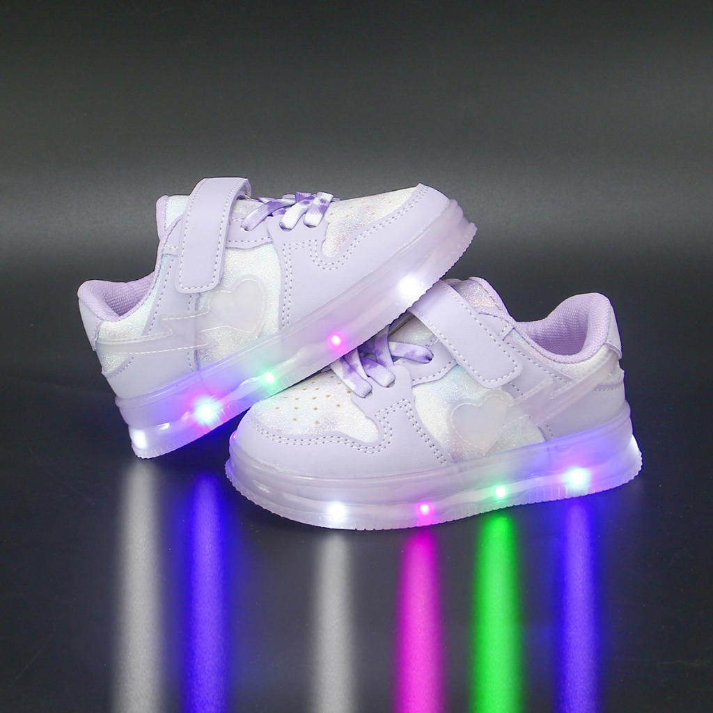 Fashion Led shoes for kids girl light up New fabric soft sole sneakers rubber shoes for kids 23 34 Shopee Philippines