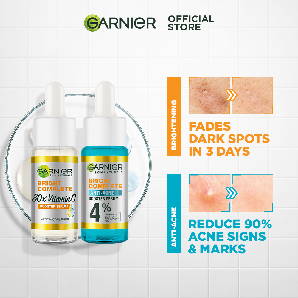 Garnier Power Serum Duo: Vitamin C Serum + Anti Acne Serum - Skincare ...