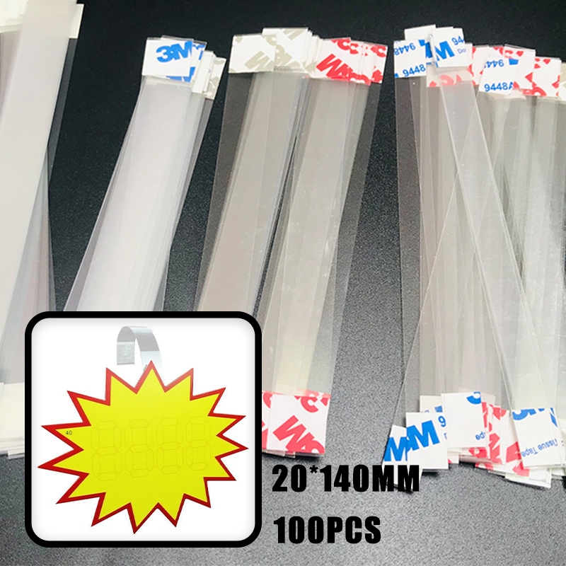 100pcs Pvc Price Tag Display Bar Self-Adhesive Promotional Labe Support ...