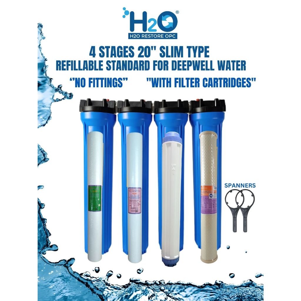 4 Stages Water Filter Refillable Deepwell Standard Heavy Duty Complete ...