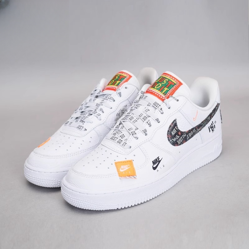 Orange and white just do it air force ones sales