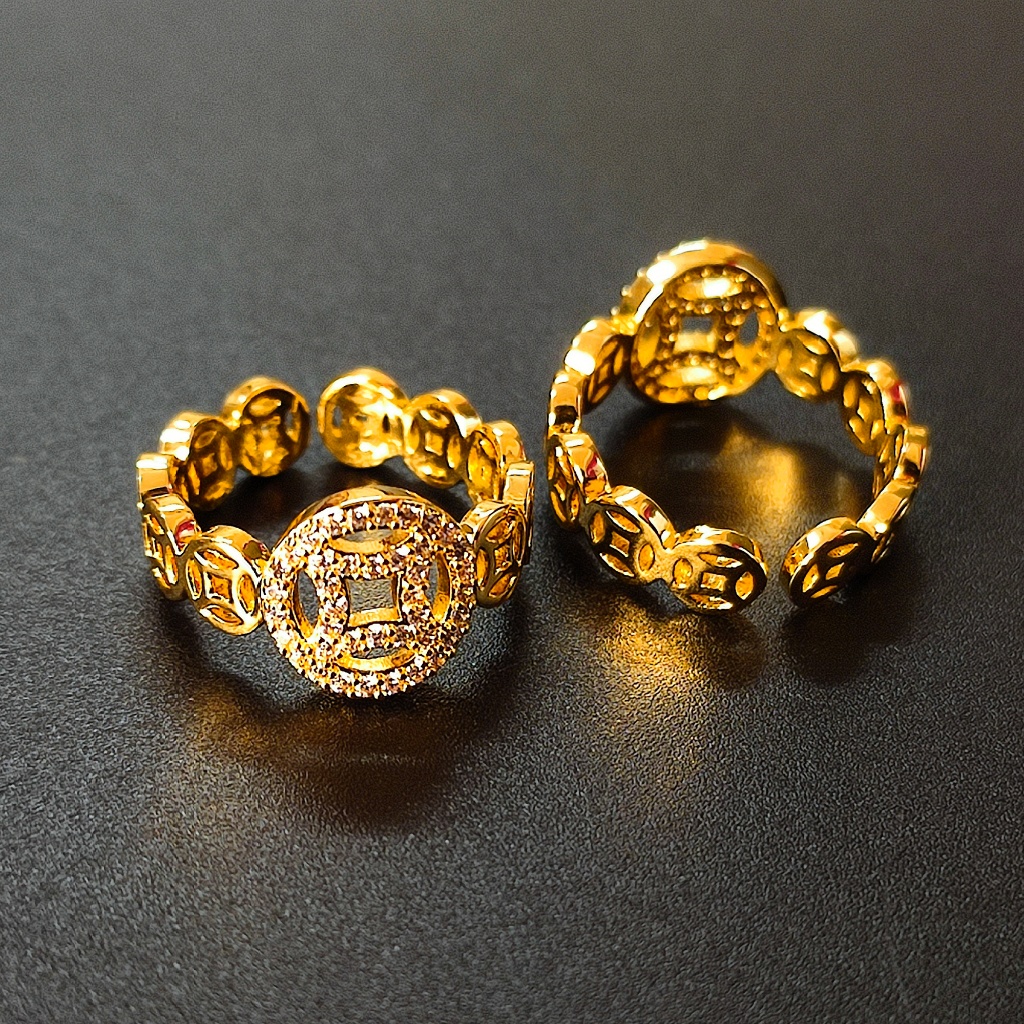 Dayshion Adjustable Coin Ring Stainless For Women Money Catcher Ring