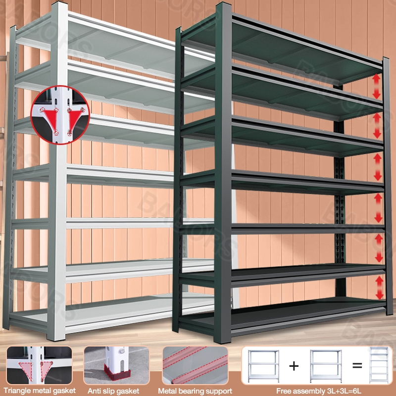 7/6/5L 200*180cm Steel Metal Rack Boltless Rack Heavy Duty Steel Rack Metal Shelf Stainless Rack