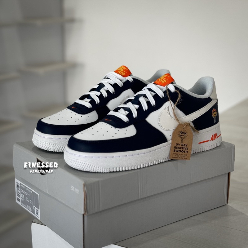 FINESSED N!KE Air Force 1 GS UV Reactive Swoosh (Midnight Navy ...