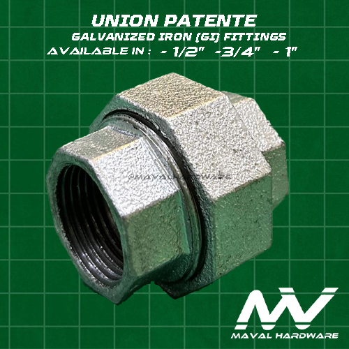 Galvanized Iron (GI) Fittings Union Patente , 1/2"; 3/4"; 1" Shopee