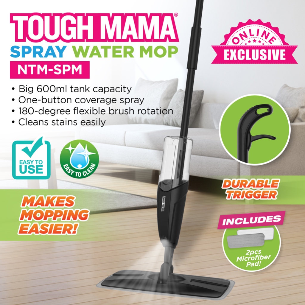Tough Mama NTMSPM Spray Water Floor Mop Cleaning Tool Microfiber Cloth