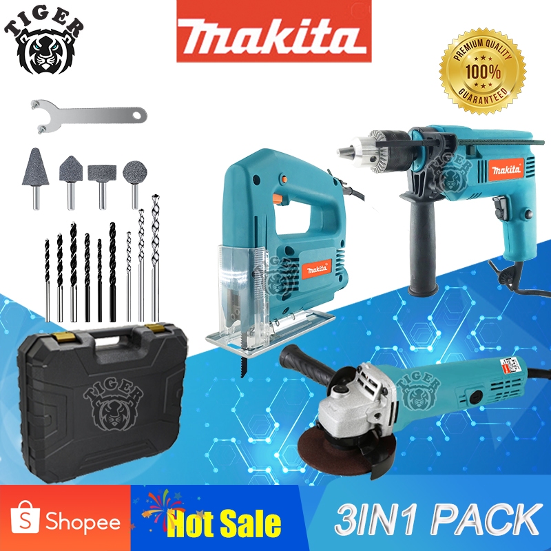 Makita Impact Drill and Electric Angle Grinder and Jig Saw Tool