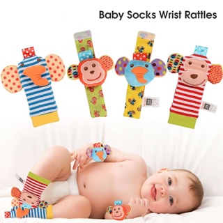 BABY K Baby Socks Toys Wrist Rattles and Foot Finders Multicolor 4 pack  CRITTER