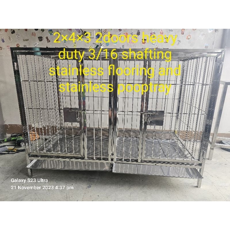 2 4 3 heavy duty stainless 304 dog cages 2doors with removable divider Shopee Philippines
