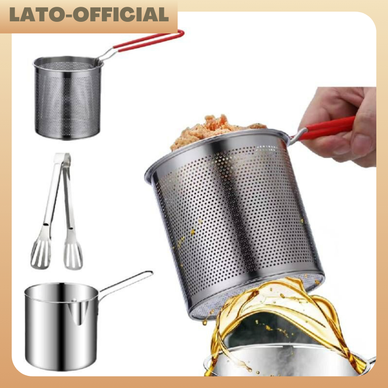 Mini Fryer 3 In 1 Household Stainless Steel Universal Fryer Pan Oil