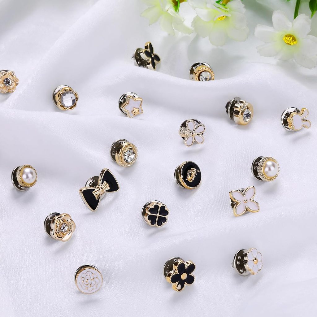 10Pcs Women Shirt Brooch Buttons Pearl No Sew Button Pins Safety ...