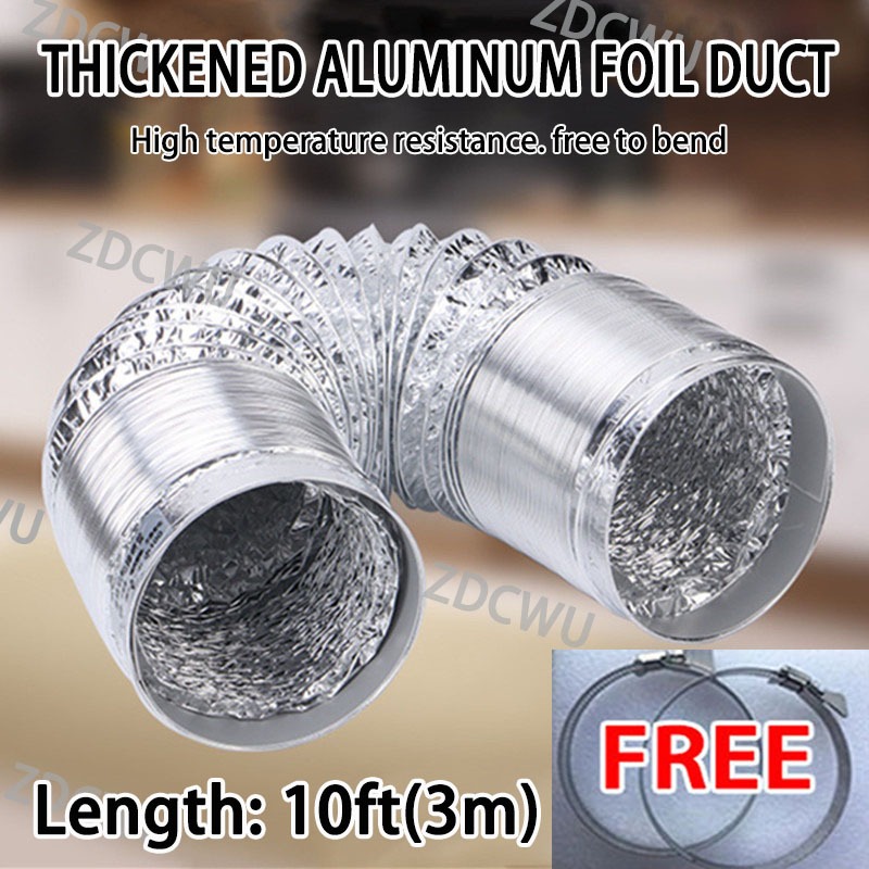 L-16ft Aluminium Air Ventilation Ducting Foil Tube Hose Duct Pipe Range ...