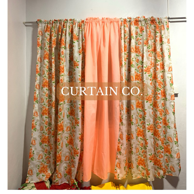 Curtain Co. 3in1 Color of the Year 2024 Neon Peach Matchy Curtain Set