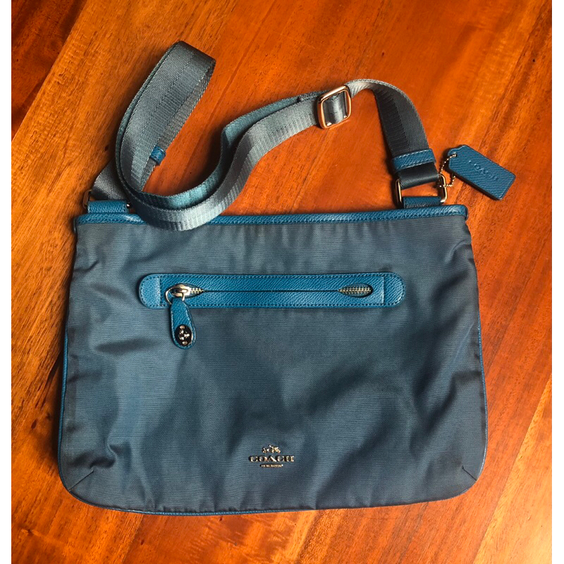 Coach Nylon Crossbody Bag 36707 Peacock Blue Shopee Philippines