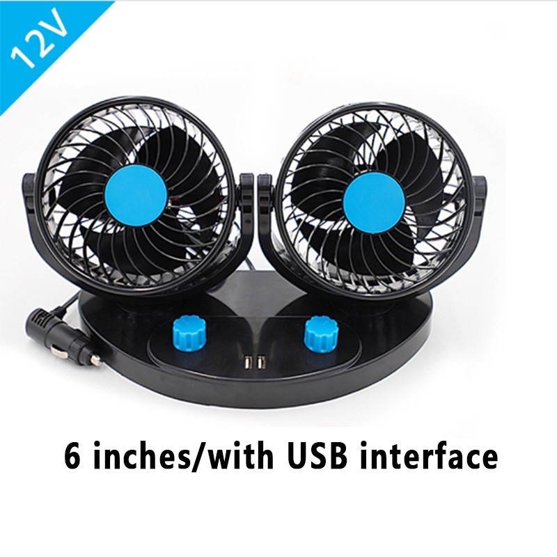 Car Electric Fans 360 Degrees Rotata Cooling Rear Fans Doubleheaded USB 3 Speeds Universal