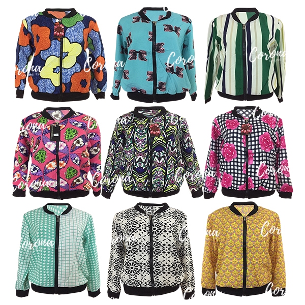Printed Assorted Jacket Long Sleeve for Women with Zipper Freesize Fit ...