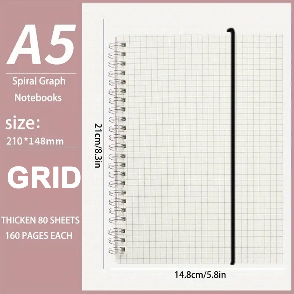 A6 A5 B5 A4 Coil Notebook 160pages Notebook Grid/Line/Blank Spiral ...