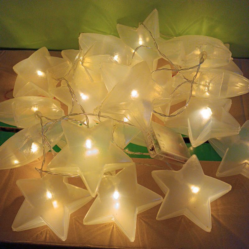 20 LED Star Parol String Lights Warm White 2 meters (2 modes, static ...