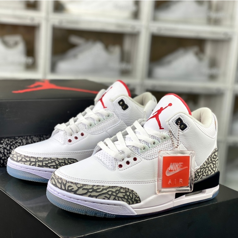 Air Jordan 3 AJ3 Retro Free Throw Line White Cement Running Sports Shoes  Sneakers For Men 923096-101