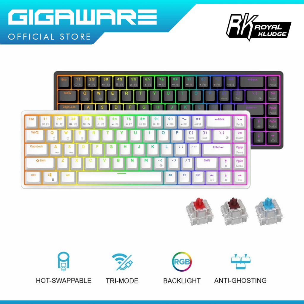 RK Royal Kludge RKG68 65% Wireless Keyboard Tri-Mode Bluetooth 2.4G ...