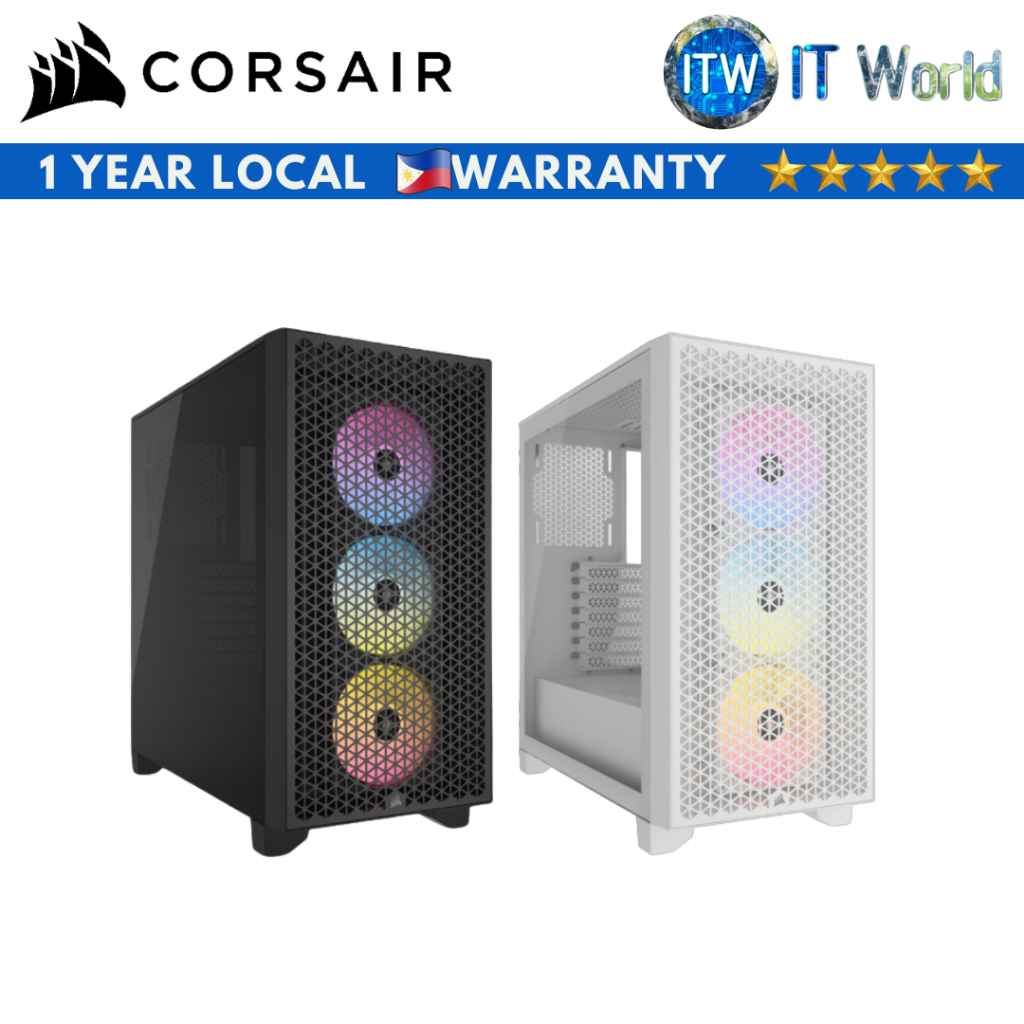 Corsair 3000D RGB AIRFLOW Mid-Tower PC Case, Tempered Glass & Airflow  Optimized Front Panel, Up