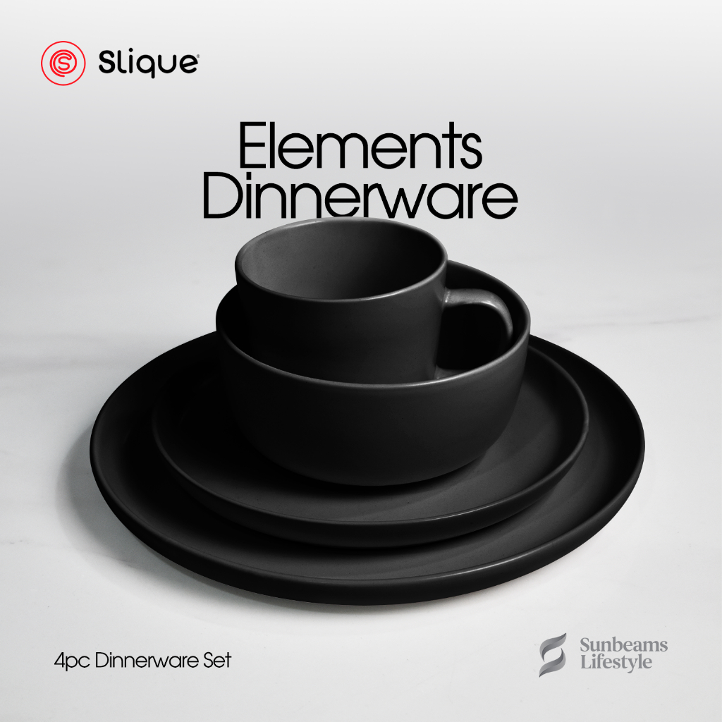SLIQUE Dinnerware [Set of 4] Glazed Stoneware High Quality, Ceramic