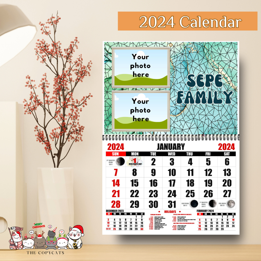 2024 CALENDAR CUSTOMIZED FAMILY CALENDAR WITH FREE LAYOUT/DESIGNS