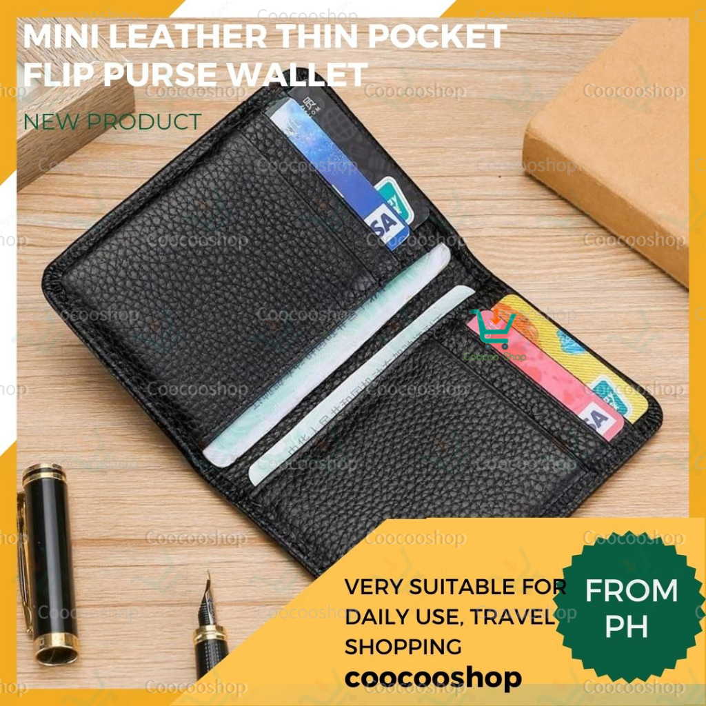 Mini Leather Thin Pocket Flip Purse Wallet Driver's License Business ...