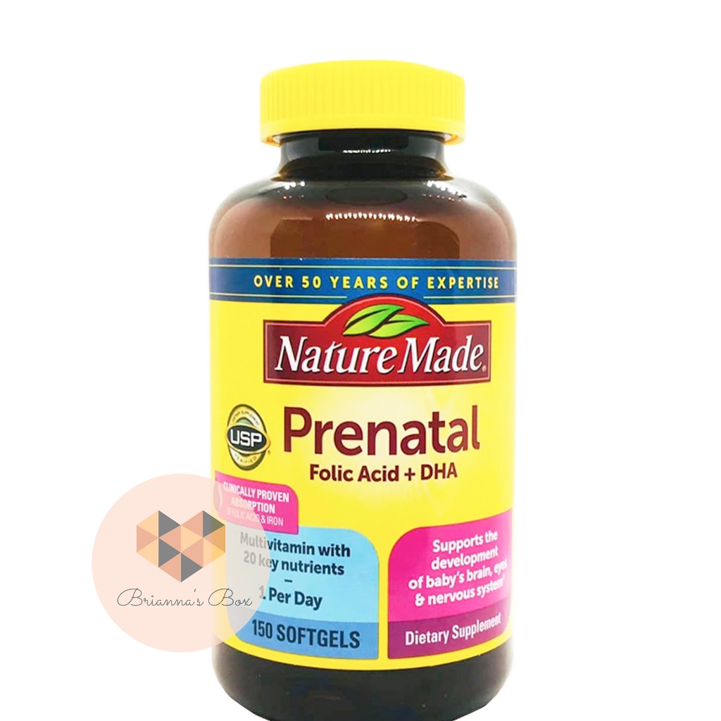 Nature Made Prenatal Folic Acid + DHA 150 Softgels (Relabeled from ...