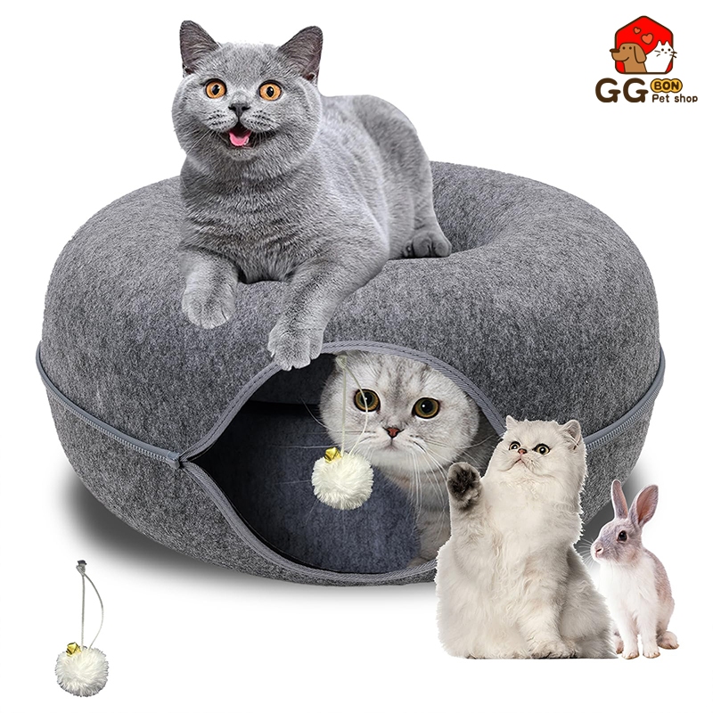 Cat Tunnel Bed Indoor Cat Hideout Donut Cat Bed Universal for All
