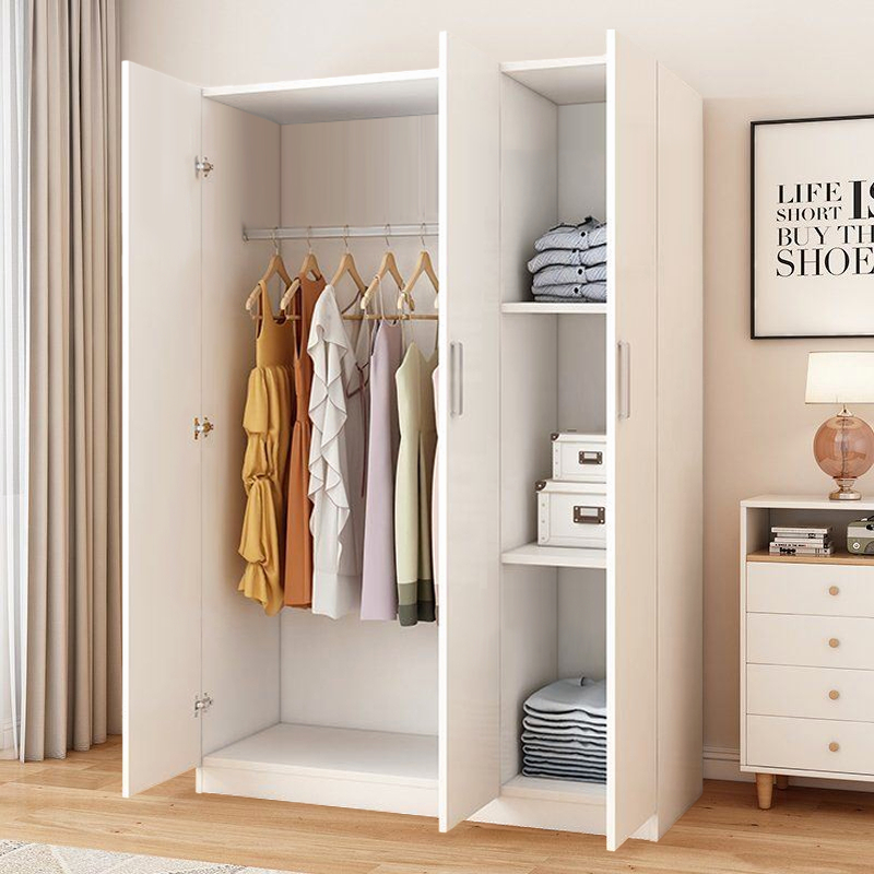 Wooden 3 Doors White Multi-Functional Wardrobe Clothes Storage Cabinet ...