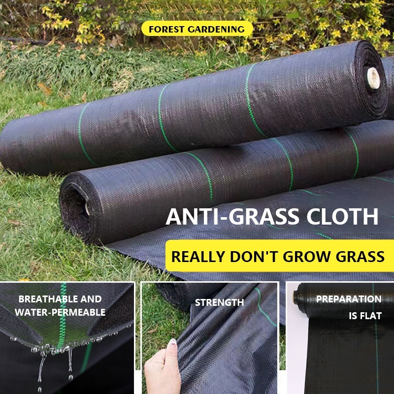 50/100/200M Weed Control Barrier Fabric Weeding Cloth Black Degradable ...