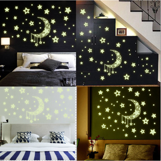 Glow in The Dark Stars Stickers for Ceiling, Adhesive 200pcs 3D Glowing  Stars and Moon for Kids Bedroom,Luminous Stars Stickers Create a Realistic