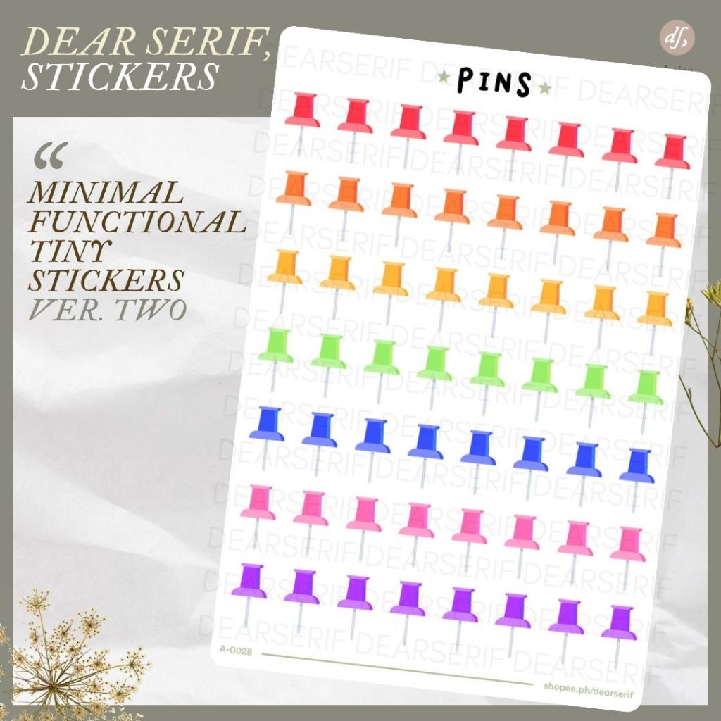 Pins - Minimal Mini Functional Journal Stickers / Deco Sticker for ...