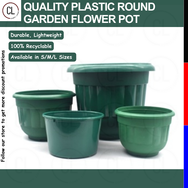 CL Round High Quality Plastic Garden Flower Pot Durable, Recyclable