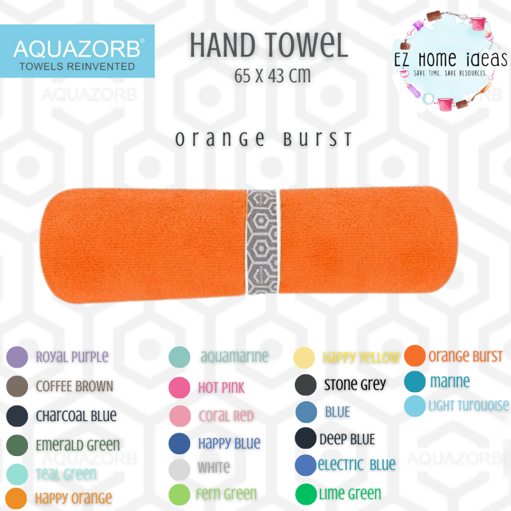 AQUAZORB Hand Towel Small Towel 65 x 43cm. Right size to dry off your face hands and body