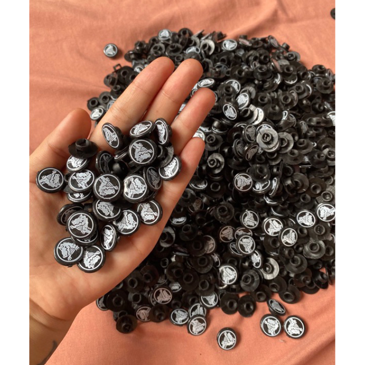 COD WHOLESALE 4PAIRS Black Rivet Button Replacement with Logo | Shopee ...