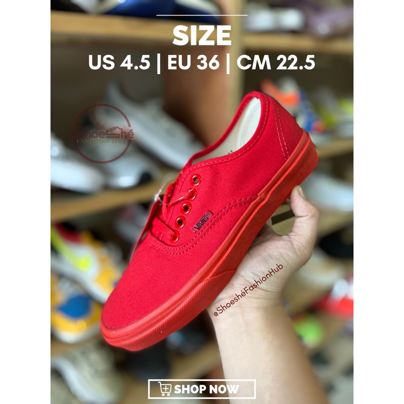 All red hotsell slip on vans