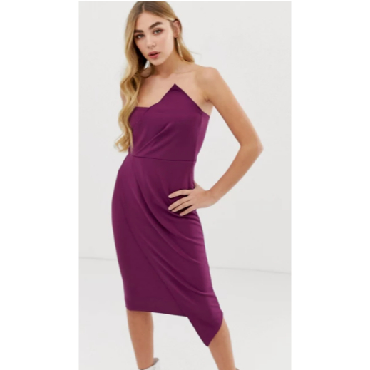 New plum US SIZE 4 dress strapless Missguided burgundy strapless gown