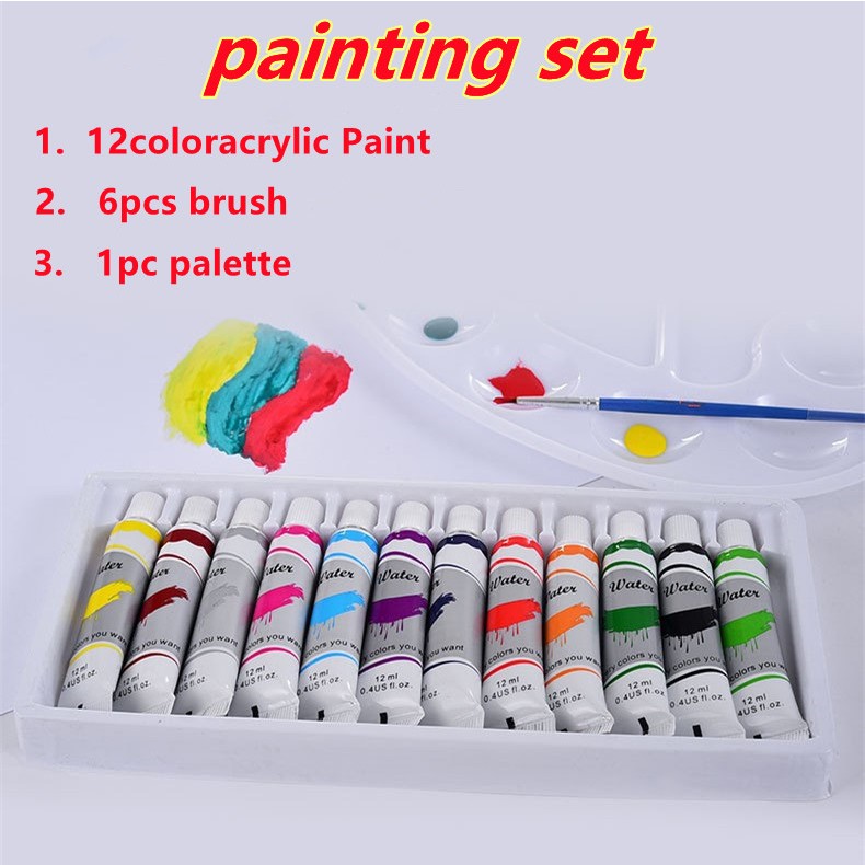 12colors set acrylic Painting Kit for Starters Gift Set Paint set ...